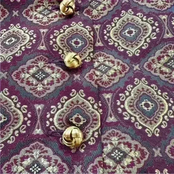 Linda Allard- Ellen Tracy Vintage Print Vest With Mandarin Collar Size 12 NWT - Picture 5 of 8